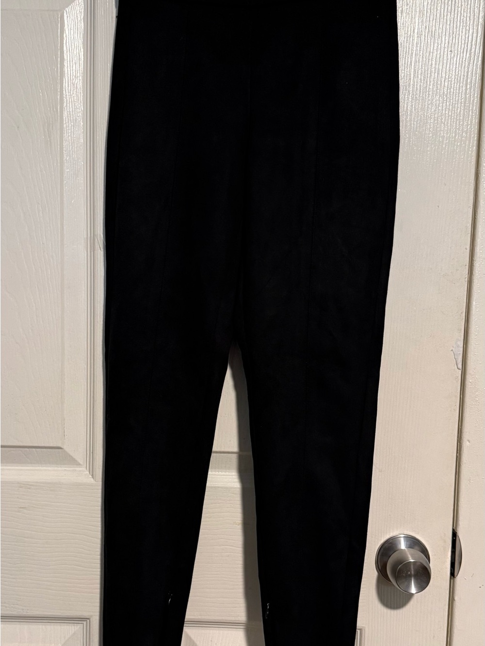 Zara Black Suede skinny/dressy pants with ankle zippers and waist zipper size XS